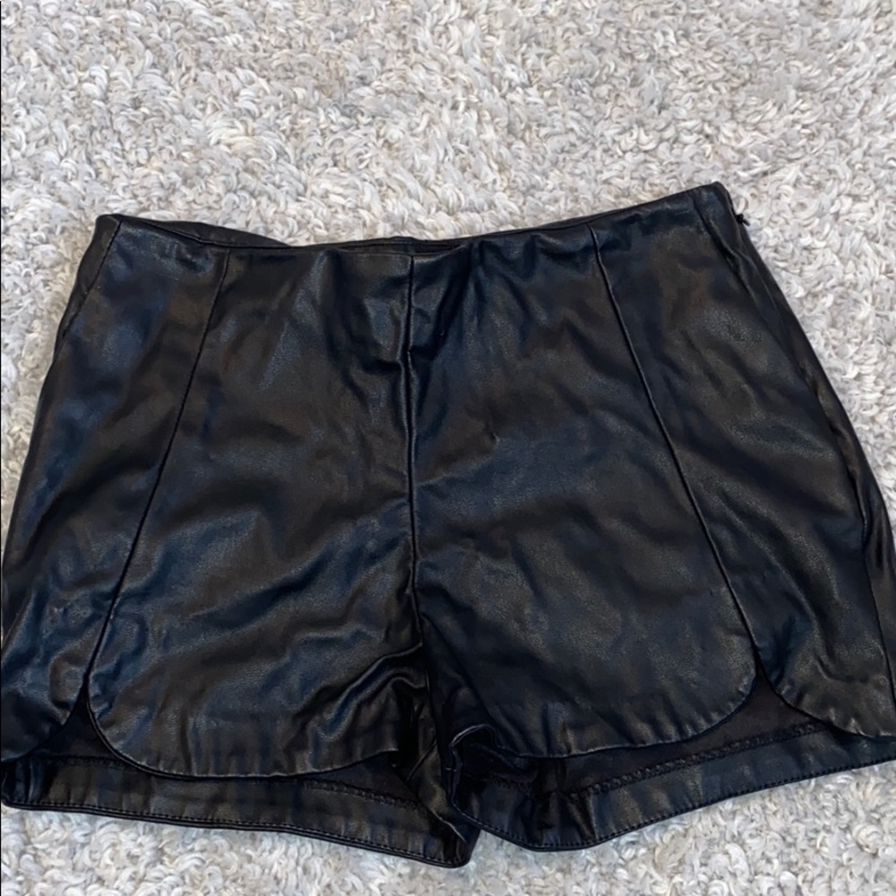Black leather shorts